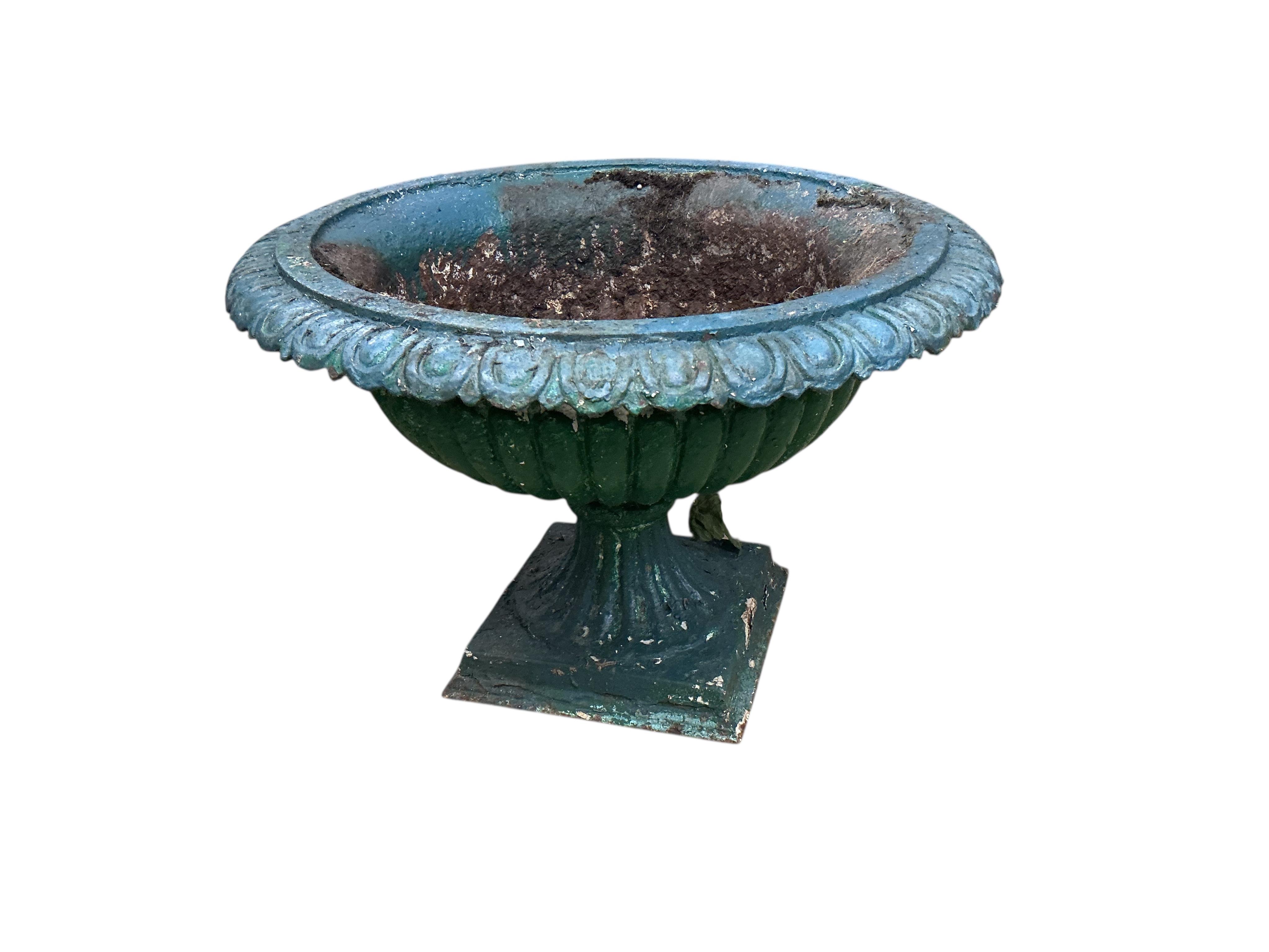 A Victorian painted cast iron Campana urn, diameter 56cm, height 38cm